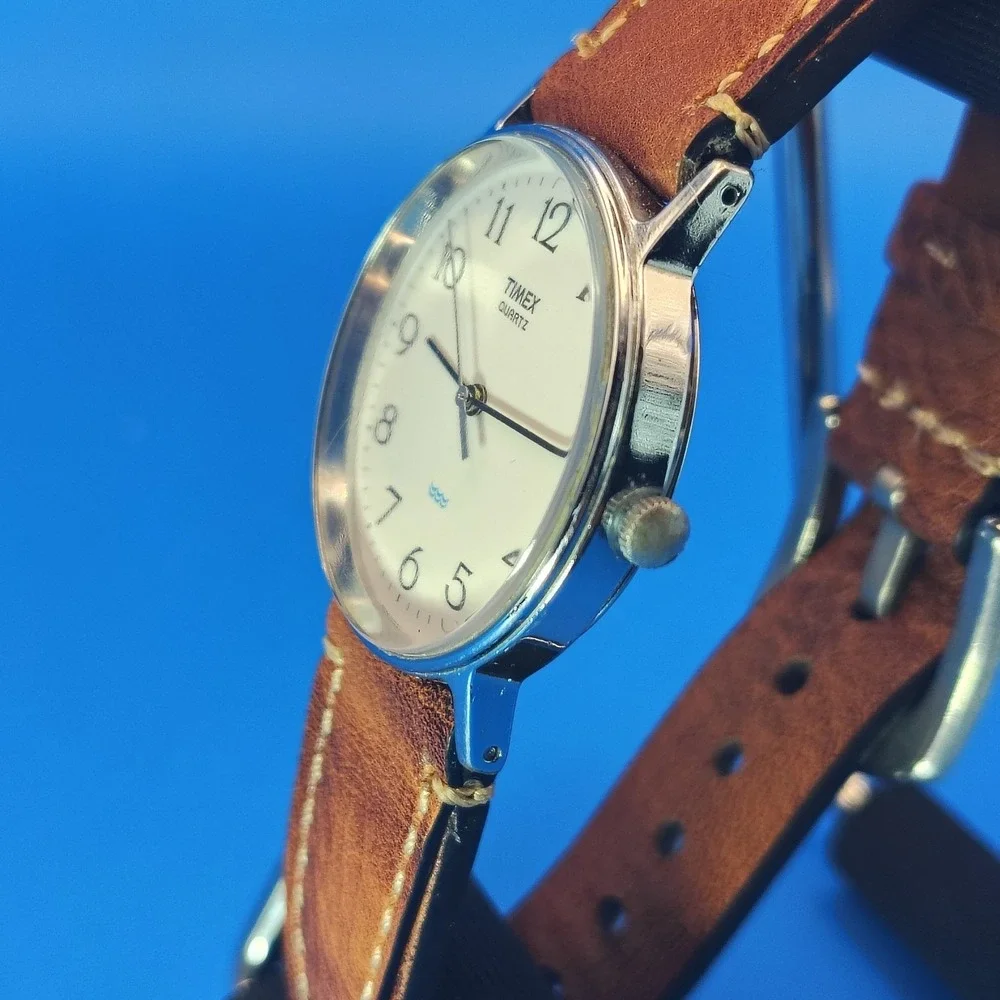 Vintage 2007 Timex 32mm Mens Quartz Dress Watch New Leather Strap‎ RESTORED - Picture 4 of 12